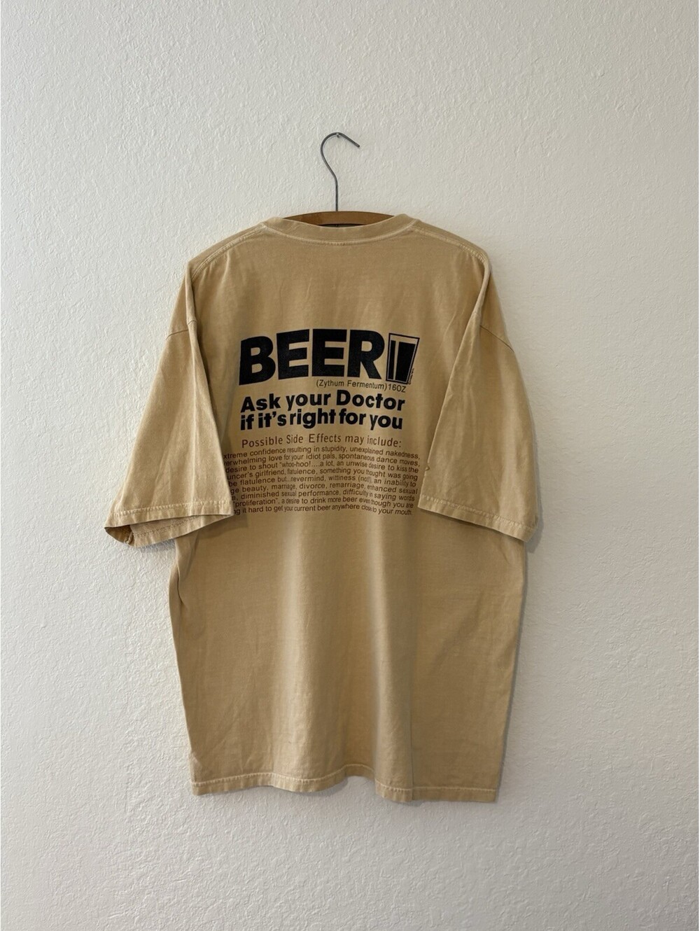 Crazy Shirts Beer Ask Your Doctor Men Shirt Beige Short Sleeve T Shirt Size XL